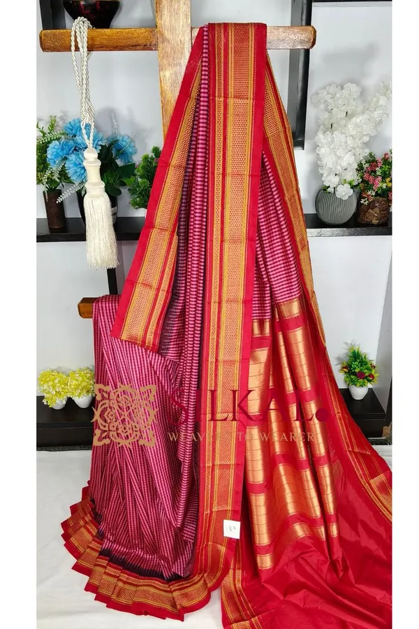 Ilkal_Small_Check_Cotton_Silk_Saree_SKL04016