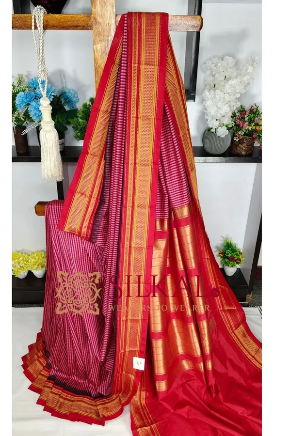Ilkal_Small_Check_Cotton_Silk_Saree_SKL04016