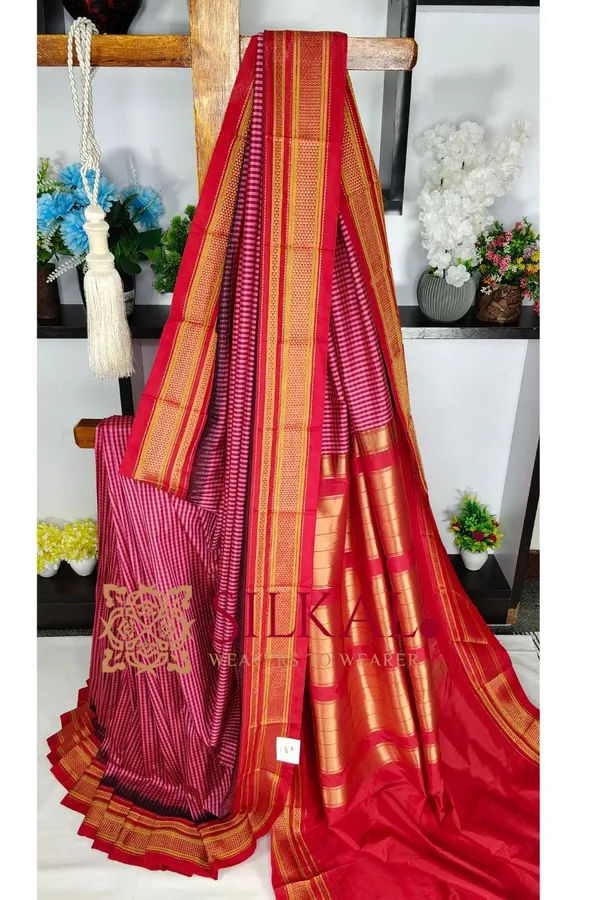 Ilkal_Small_Check_Cotton_Silk_Saree_SKL04016