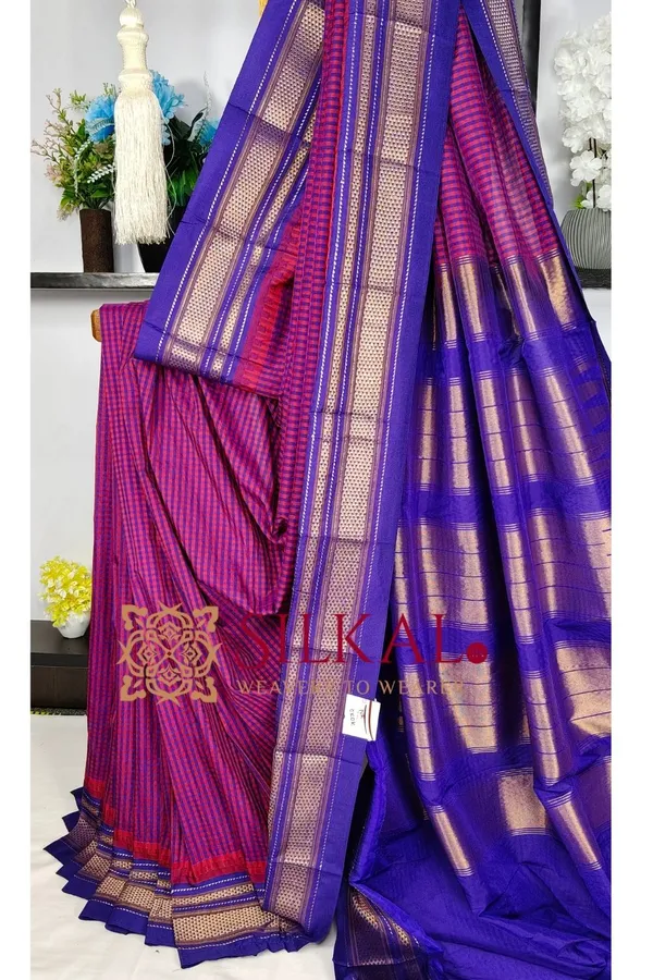 Ilkal_Small_Check_Cotton_Silk_Saree_SKL04017