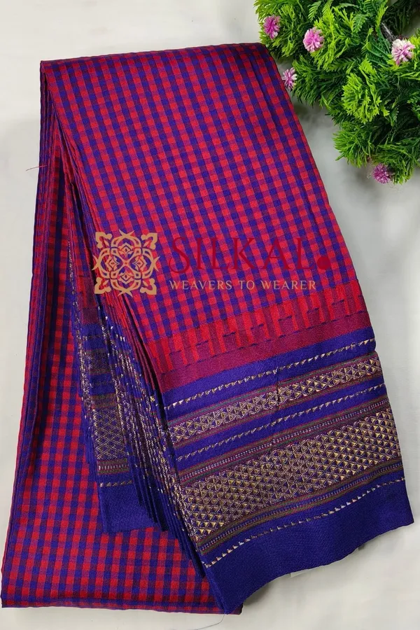 Ilkal_Small_Check_Cotton_Silk_Saree_SKL04017