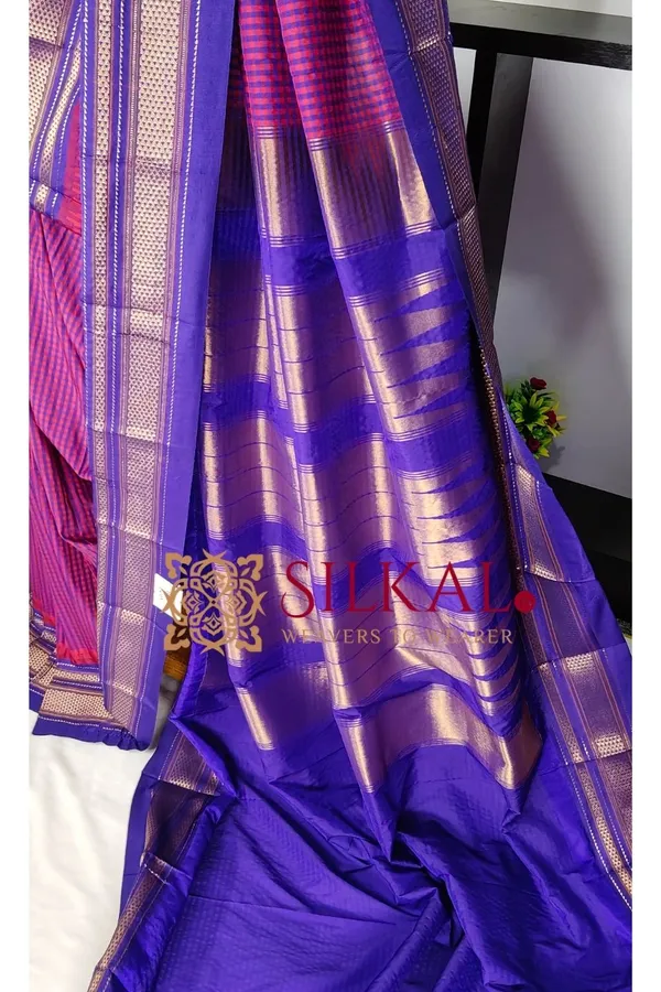 Ilkal_Small_Check_Cotton_Silk_Saree_SKL04017