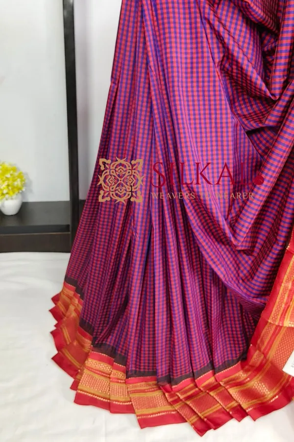 Ilkal_Small_Check_Cotton_Silk_Saree_SKL04018