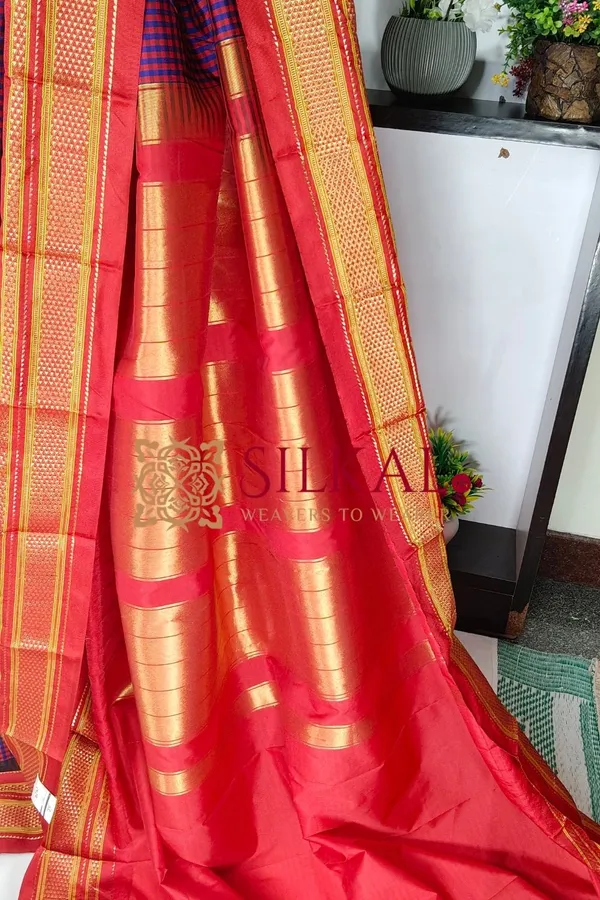 Ilkal_Small_Check_Cotton_Silk_Saree_SKL04018