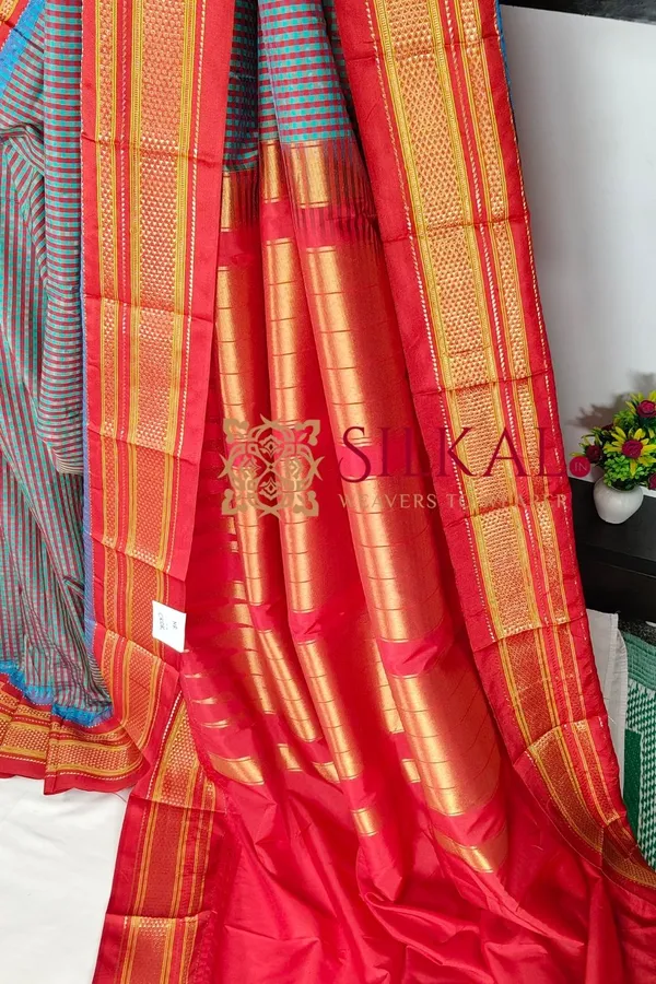 Ilkal_Small_Check_Cotton_Silk_Saree_SKL04019