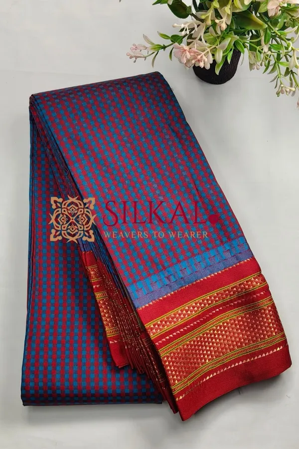 Ilkal_Small_Check_Cotton_Silk_Saree_SKL04019
