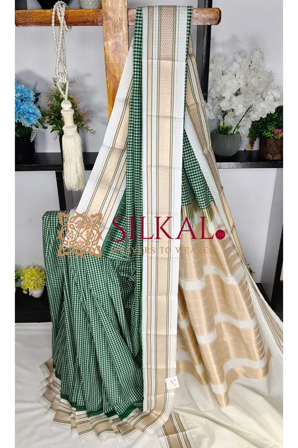 Ilkal_Small_Check_Cotton_Silk_Saree_SKL04020
