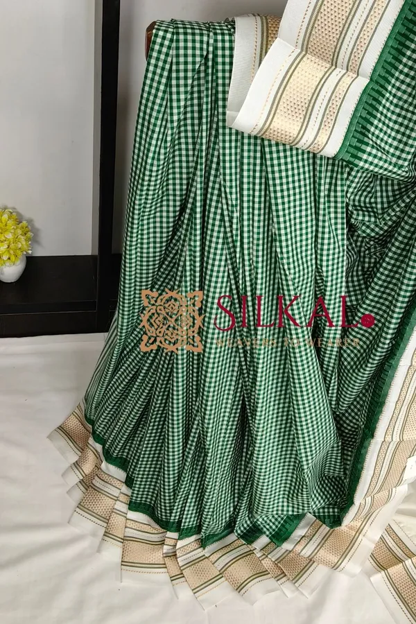 Ilkal_Small_Check_Cotton_Silk_Saree_SKL04020