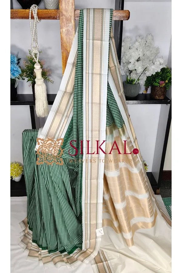 Ilkal_Small_Check_Cotton_Silk_Saree_SKL04020