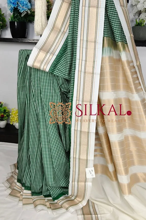 Ilkal_Small_Check_Cotton_Silk_Saree_SKL04020