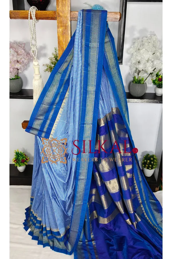 Ilkal_Small_Check_Cotton_Silk_Saree_SKL04025