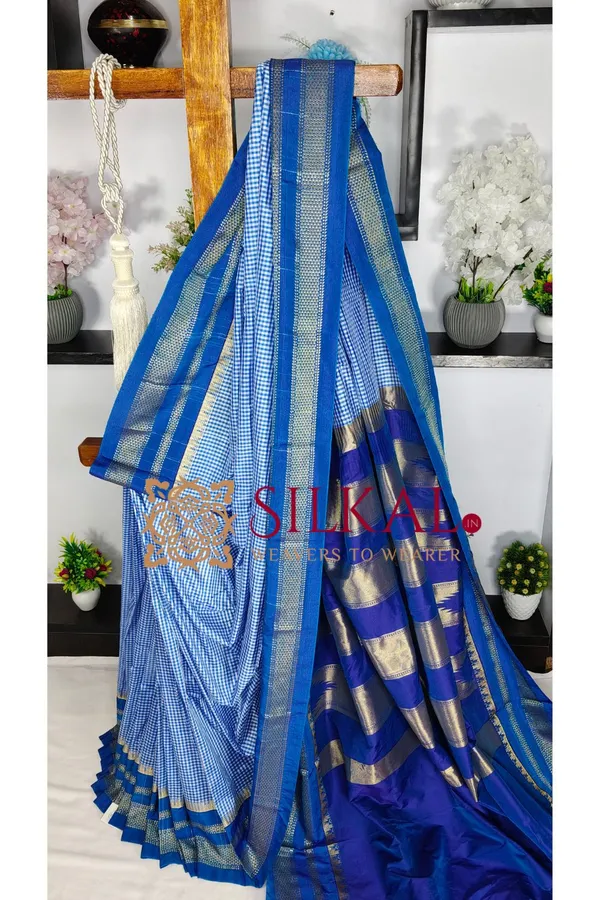 Ilkal_Small_Check_Cotton_Silk_Saree_SKL04025
