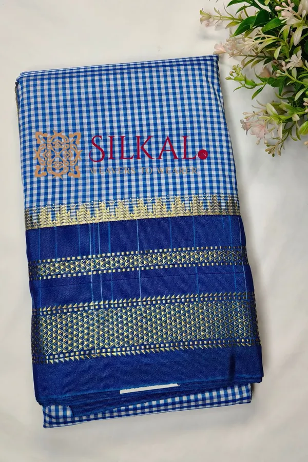 Ilkal_Small_Check_Cotton_Silk_Saree_SKL04025