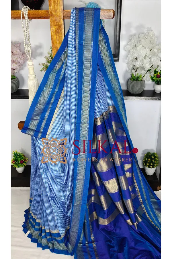 Ilkal_Small_Check_Cotton_Silk_Saree_SKL04025