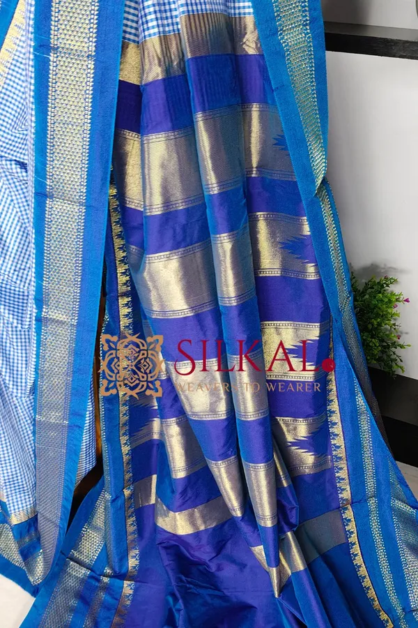 Ilkal_Small_Check_Cotton_Silk_Saree_SKL04025