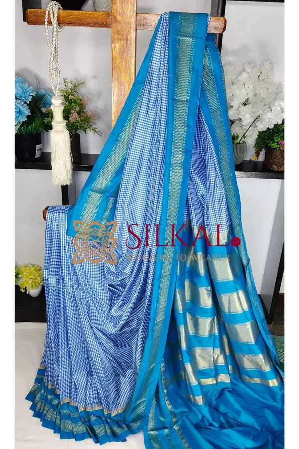 Ilkal_Small_Check_Cotton_Silk_Saree_SKL04026
