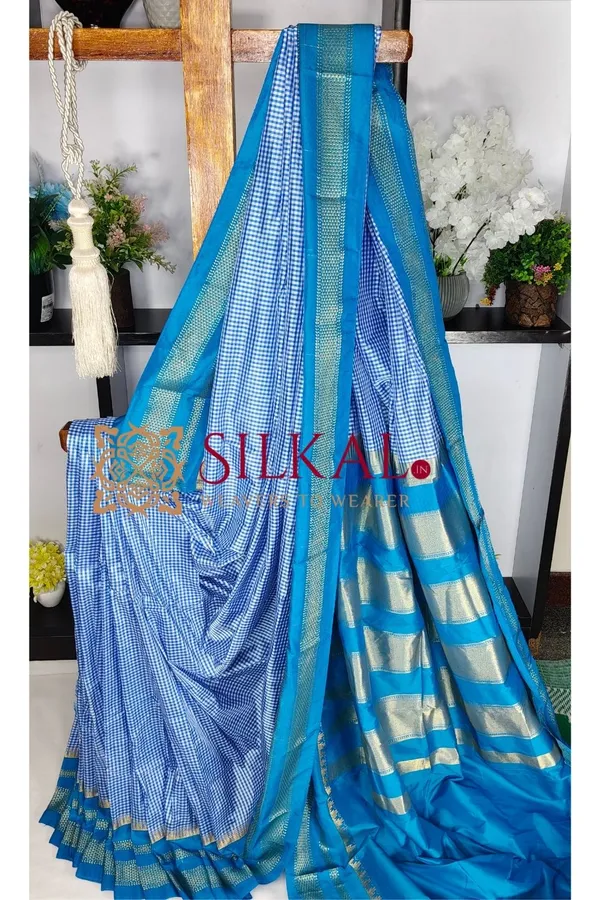 Ilkal_Small_Check_Cotton_Silk_Saree_SKL04026