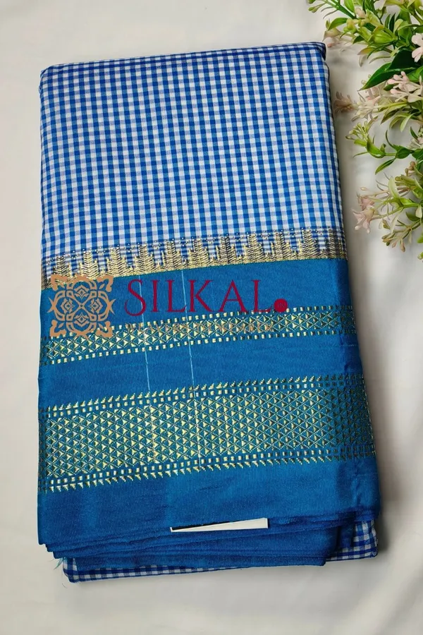Ilkal_Small_Check_Cotton_Silk_Saree_SKL04026