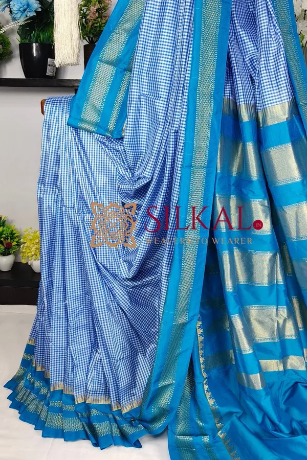 Ilkal_Small_Check_Cotton_Silk_Saree_SKL04026