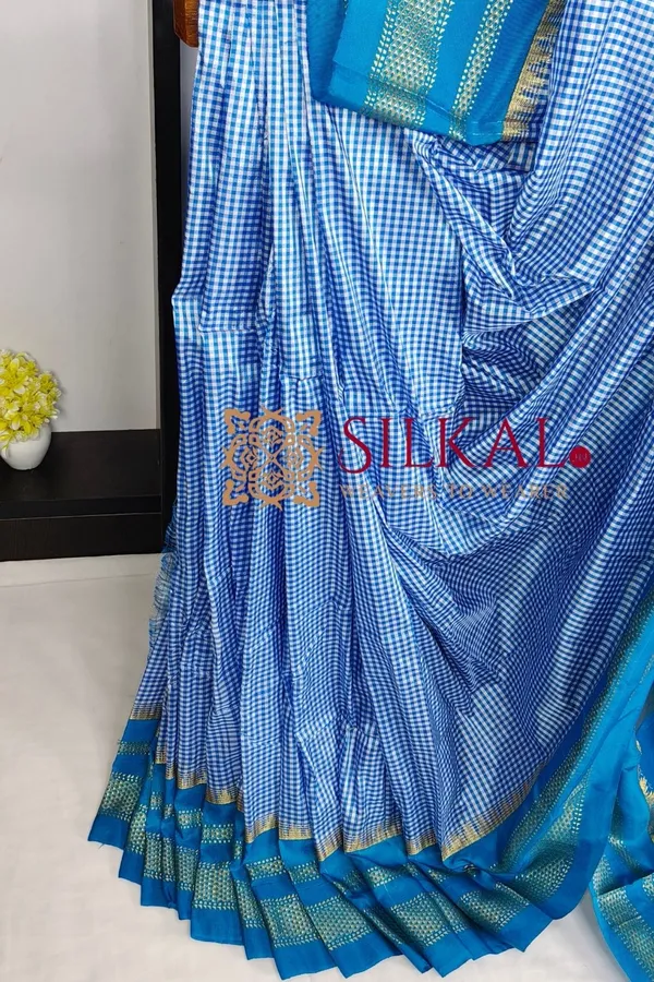 Ilkal_Small_Check_Cotton_Silk_Saree_SKL04026