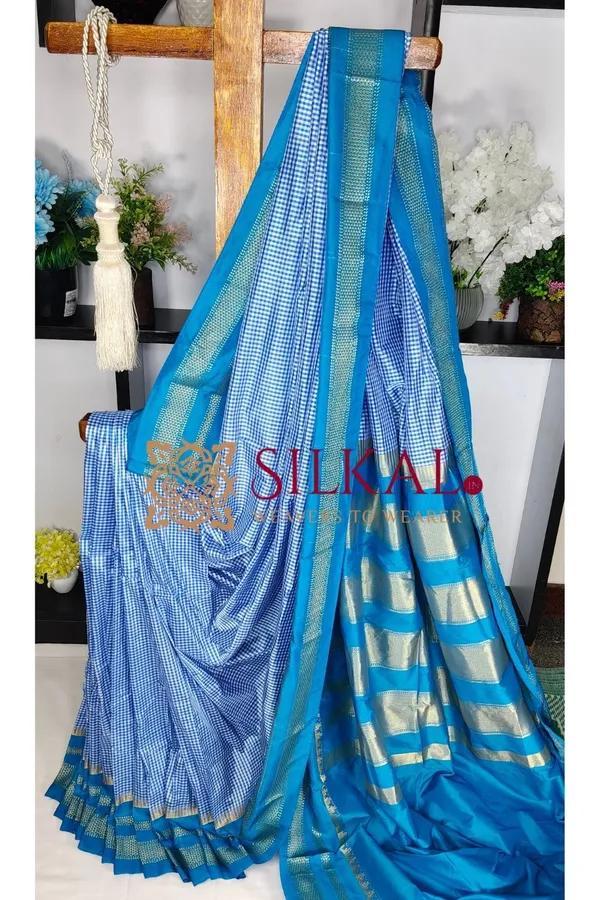 Ilkal_Small_Check_Cotton_Silk_Saree_SKL04026
