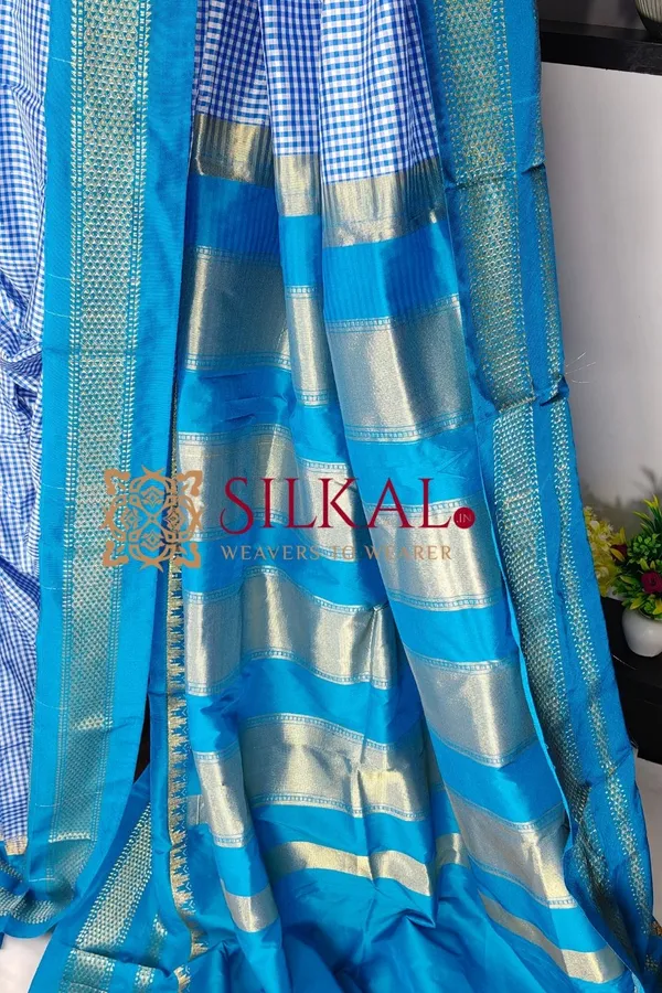 Ilkal_Small_Check_Cotton_Silk_Saree_SKL04026