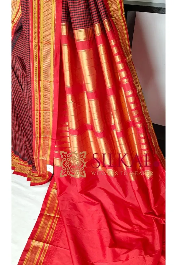 Ilkal_Small_Check_Cotton_Silk_Saree_SKL04029