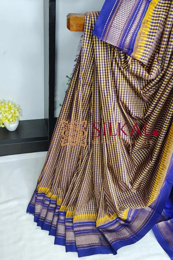 Ilkal_Small_Check_Cotton_Silk_Saree_SKL04030
