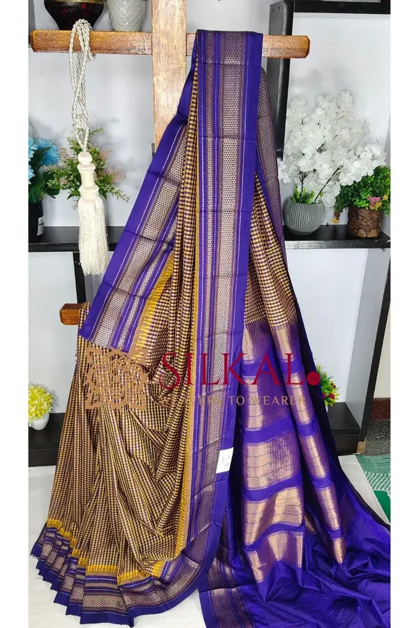 Ilkal_Small_Check_Cotton_Silk_Saree_SKL04030