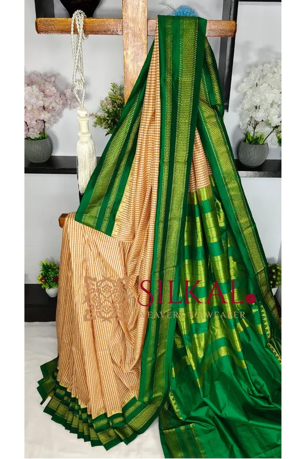 Ilkal_Small_Check_Cotton_Silk_Saree_SKL04031