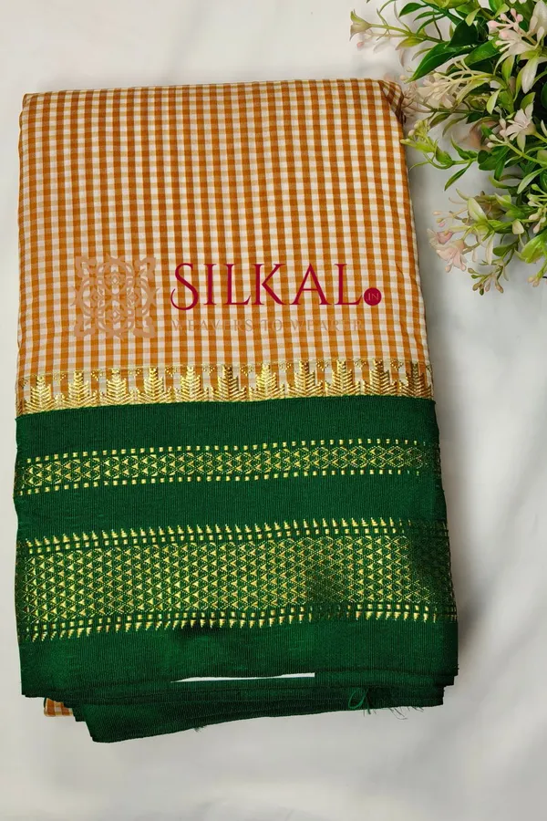 Ilkal_Small_Check_Cotton_Silk_Saree_SKL04031