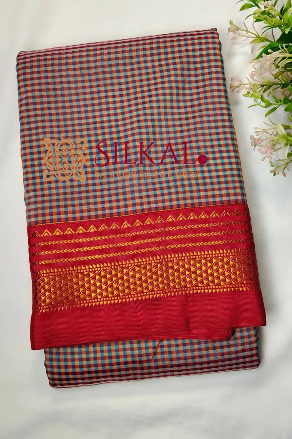 Ilkal_Small_Check_Cotton_Silk_Saree_SKL04033