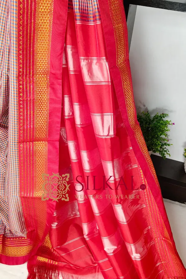Ilkal_Small_Check_Cotton_Silk_Saree_SKL04033