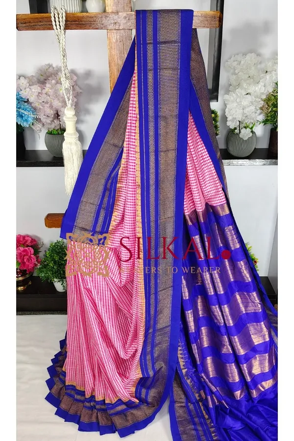 Ilkal_Small_Check_Cotton_Silk_Saree_SKL04036