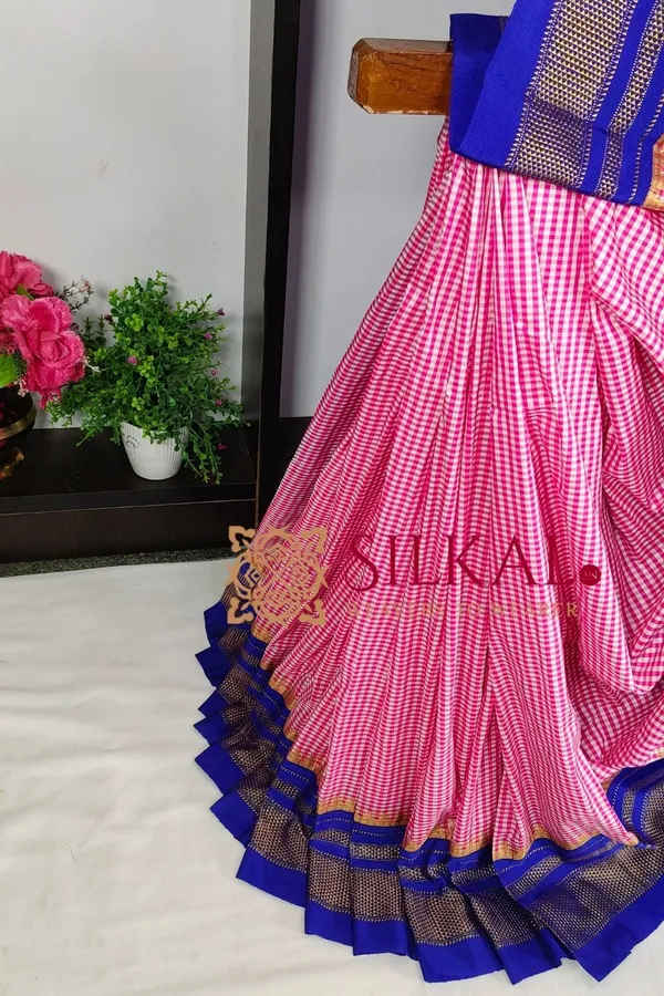 Ilkal_Small_Check_Cotton_Silk_Saree_SKL04036