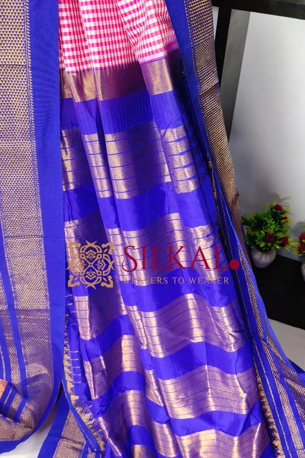 Ilkal_Small_Check_Cotton_Silk_Saree_SKL04036