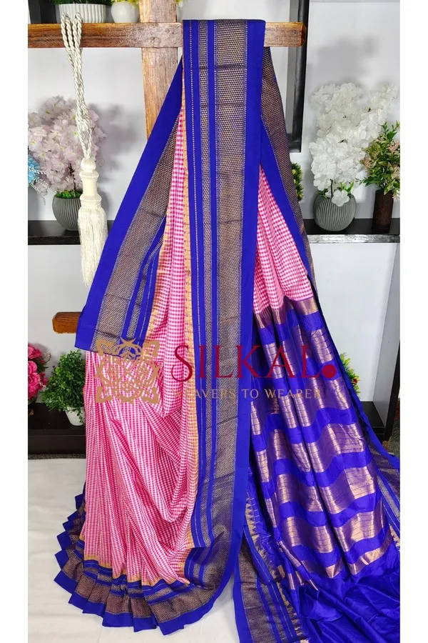 Ilkal_Small_Check_Cotton_Silk_Saree_SKL04036