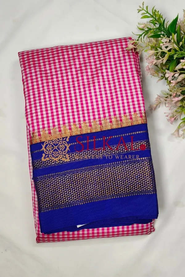 Ilkal_Small_Check_Cotton_Silk_Saree_SKL04036