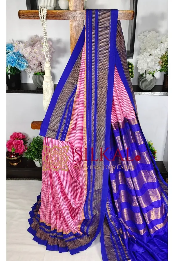 Ilkal_Small_Check_Cotton_Silk_Saree_SKL04036
