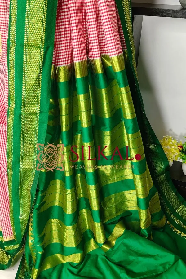 Ilkal_Small_Check_Cotton_Silk_Saree_SKL04038