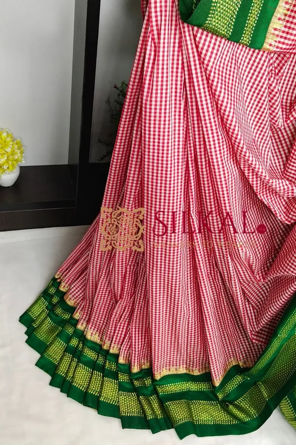Ilkal_Small_Check_Cotton_Silk_Saree_SKL04038