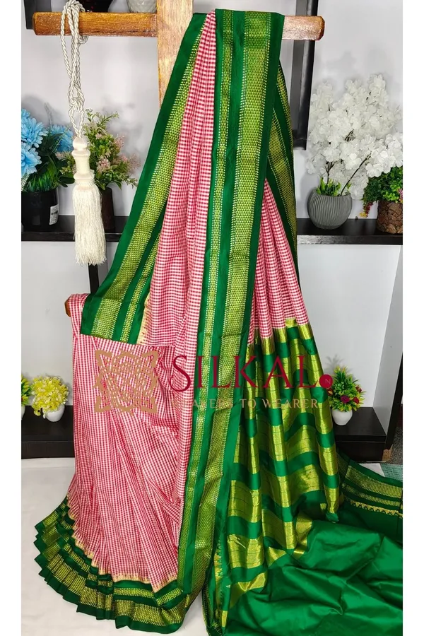 Ilkal_Small_Check_Cotton_Silk_Saree_SKL04038