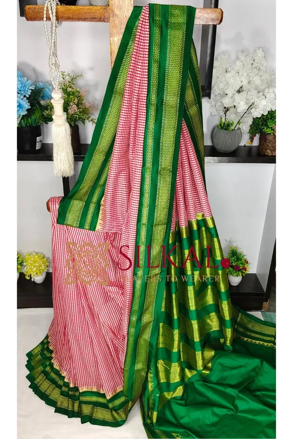 Ilkal_Small_Check_Cotton_Silk_Saree_SKL04038