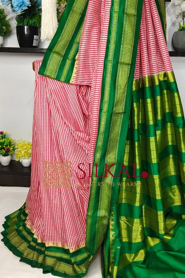 Ilkal_Small_Check_Cotton_Silk_Saree_SKL04038