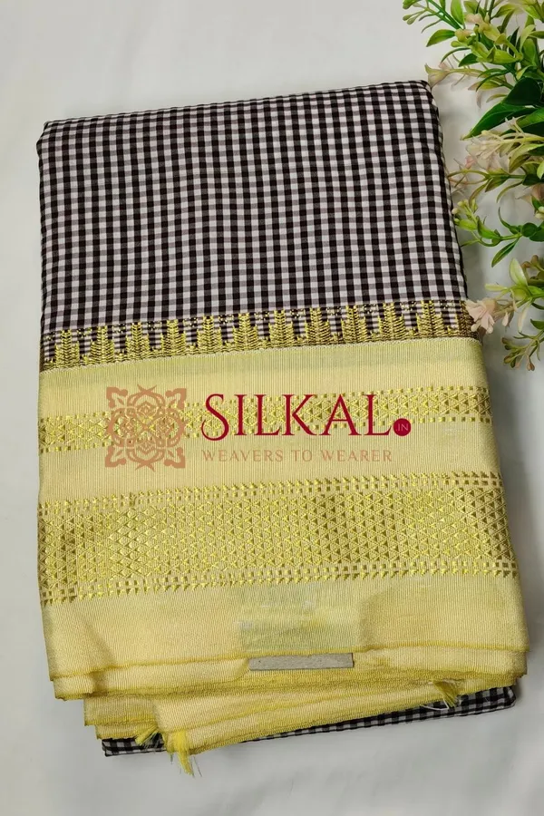 Ilkal_Small_Check_Cotton_Silk_Saree_SKL04039