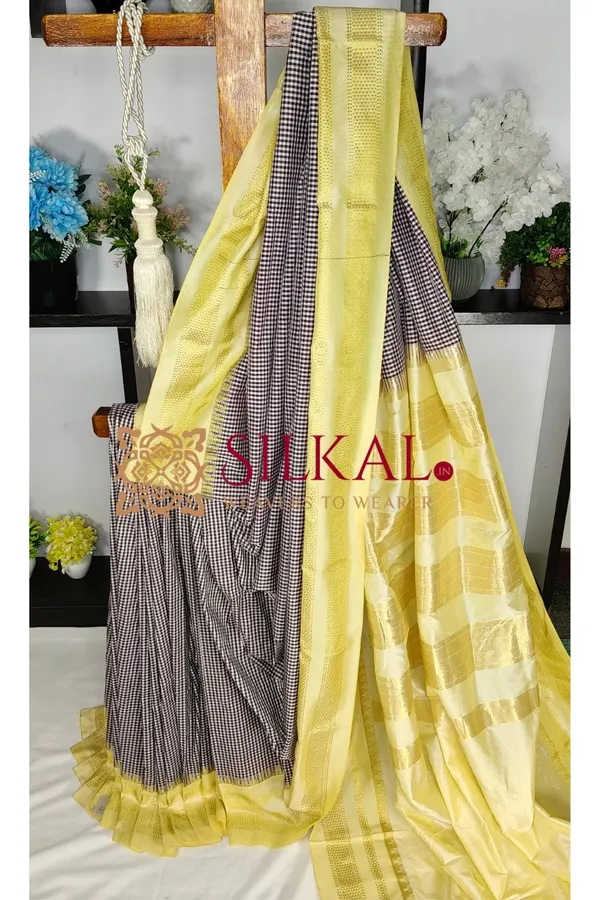 Ilkal_Small_Check_Cotton_Silk_Saree_SKL04039