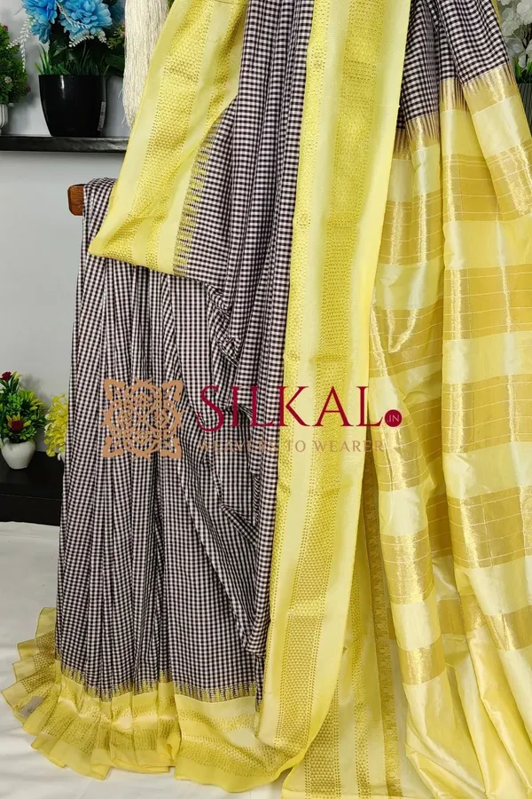 Ilkal_Small_Check_Cotton_Silk_Saree_SKL04039