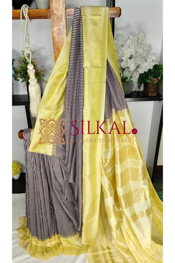 Ilkal_Small_Check_Cotton_Silk_Saree_SKL04039
