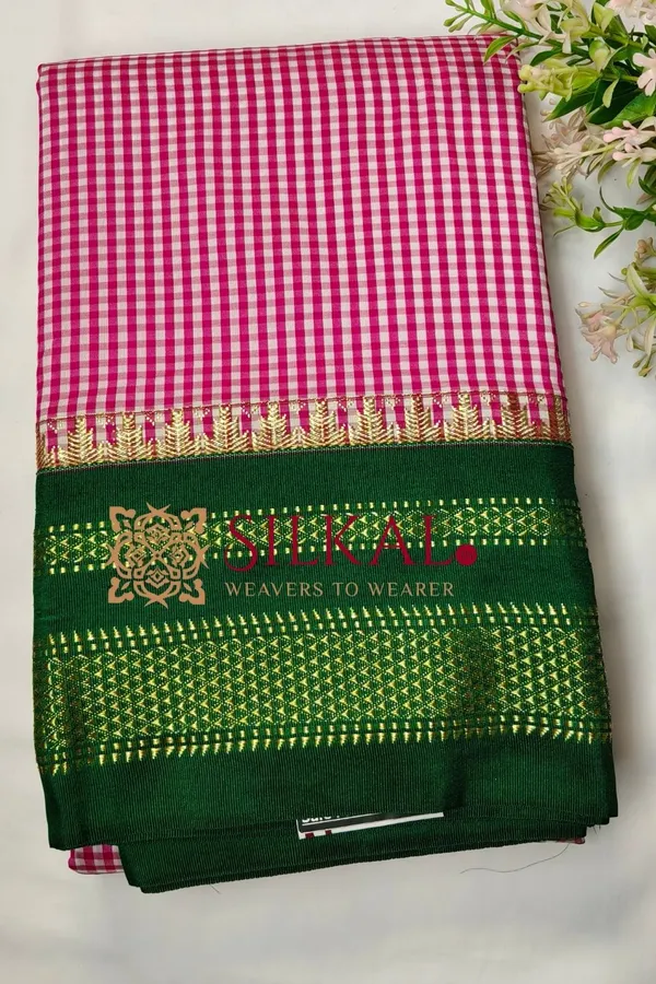 Ilkal_Small_Check_Cotton_Silk_Saree_SKL04040