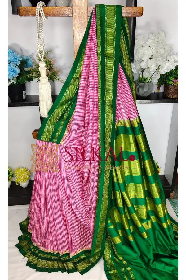 Ilkal_Small_Check_Cotton_Silk_Saree_SKL04040